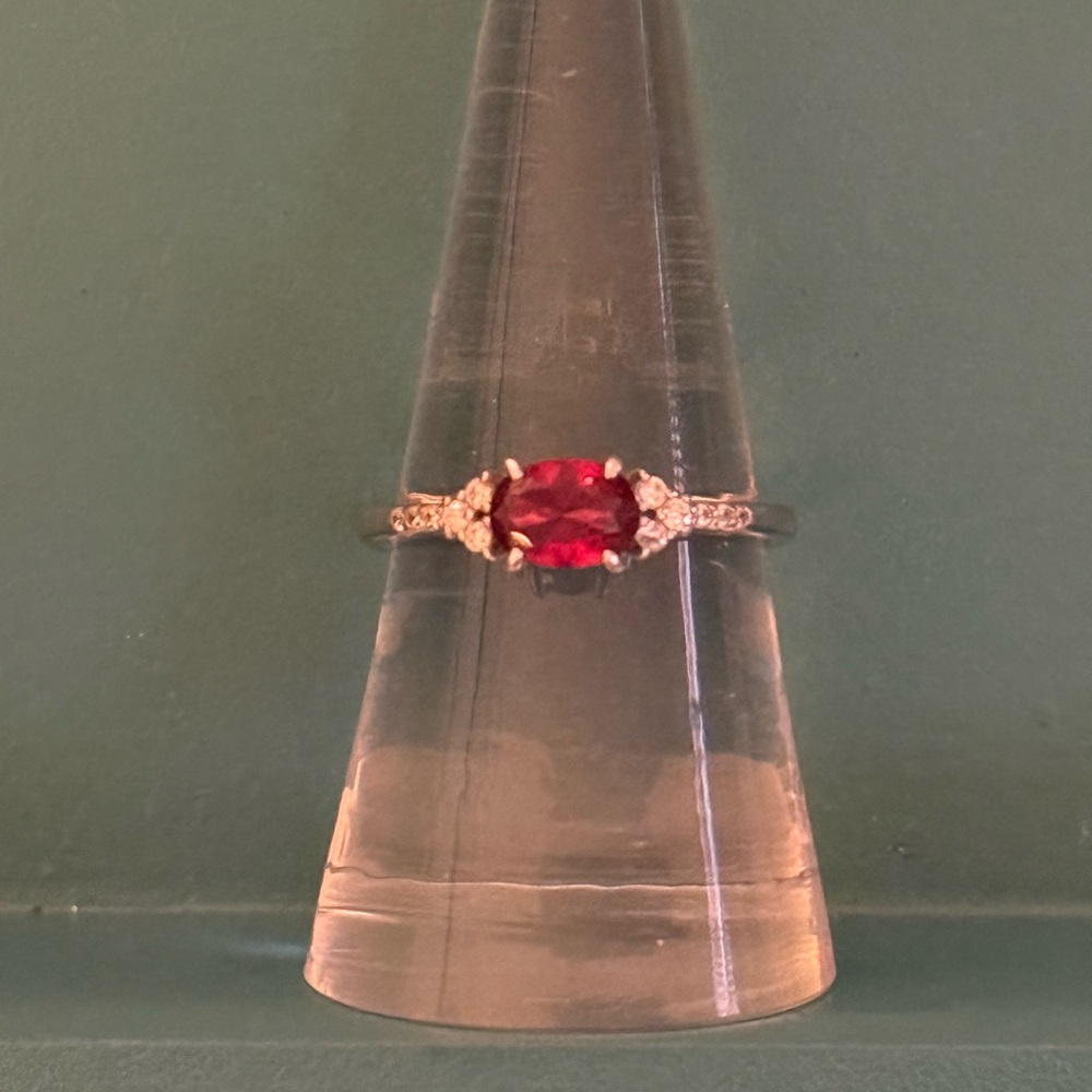 Radiant Red Gemstone Silver Ring - image 1